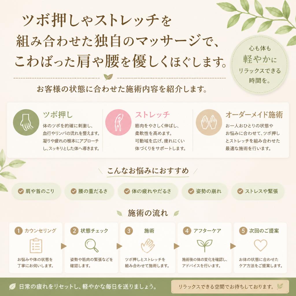 当サロンのマッサージ施術