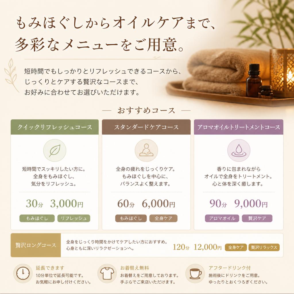 多彩なメニューでご希望にお応え