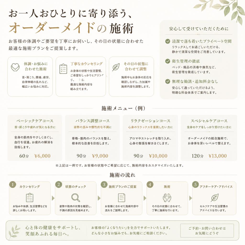 オーダーメイドの施術