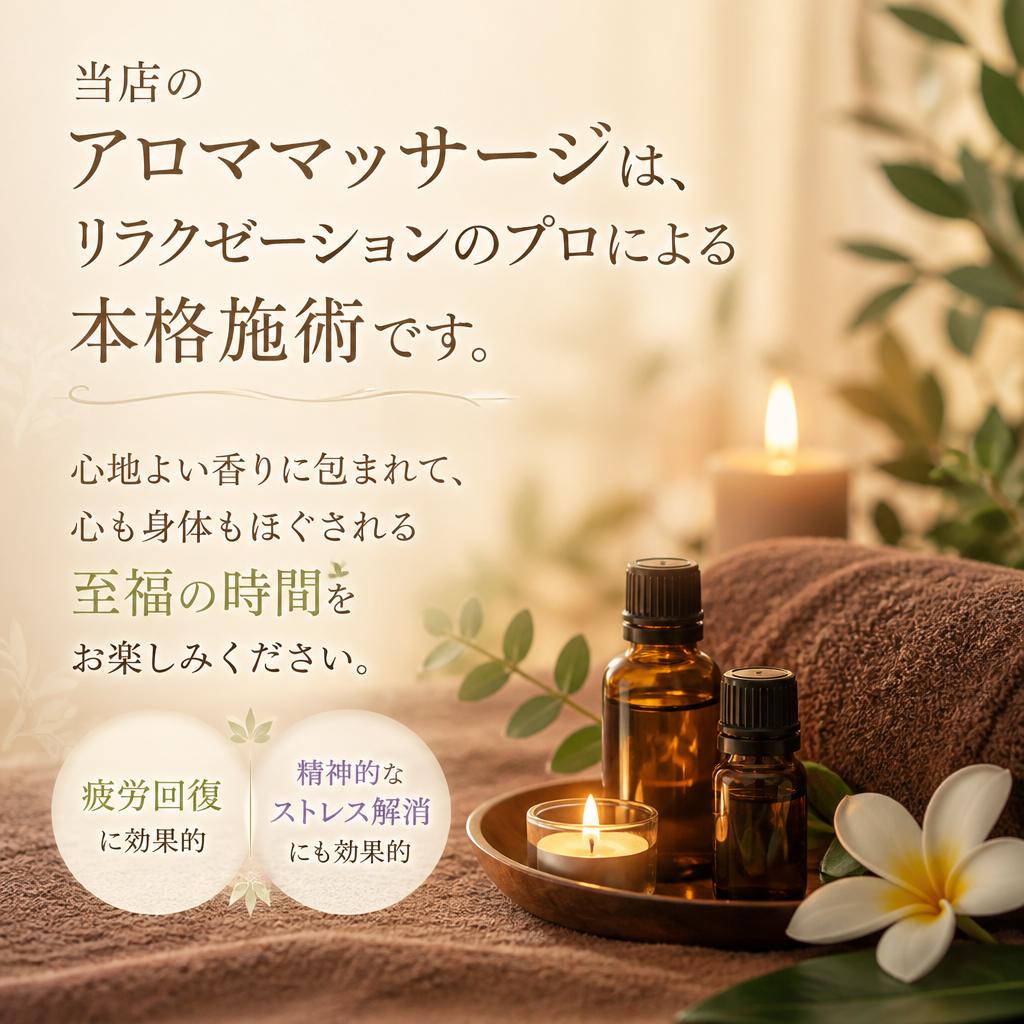 本格アロママッサージで疲労回復