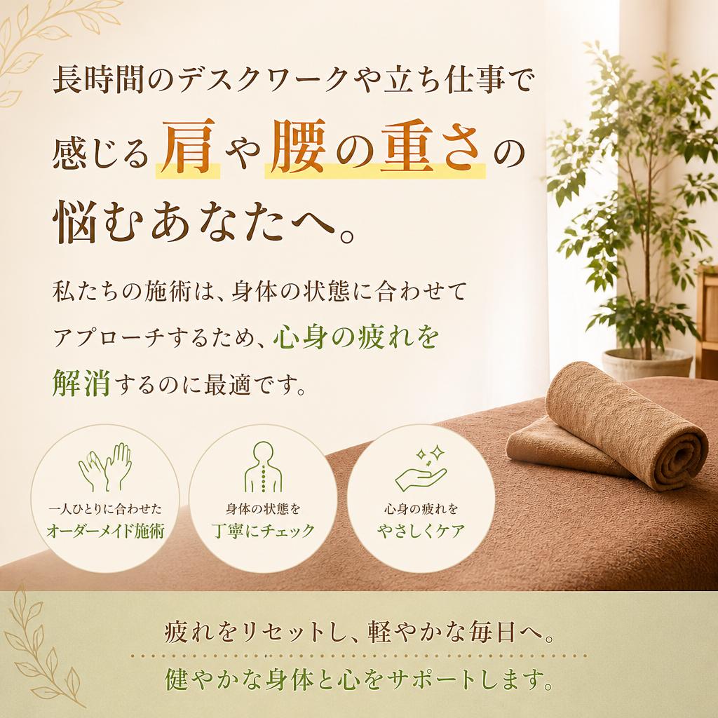 デスクワークや立ち仕事の疲れに最適