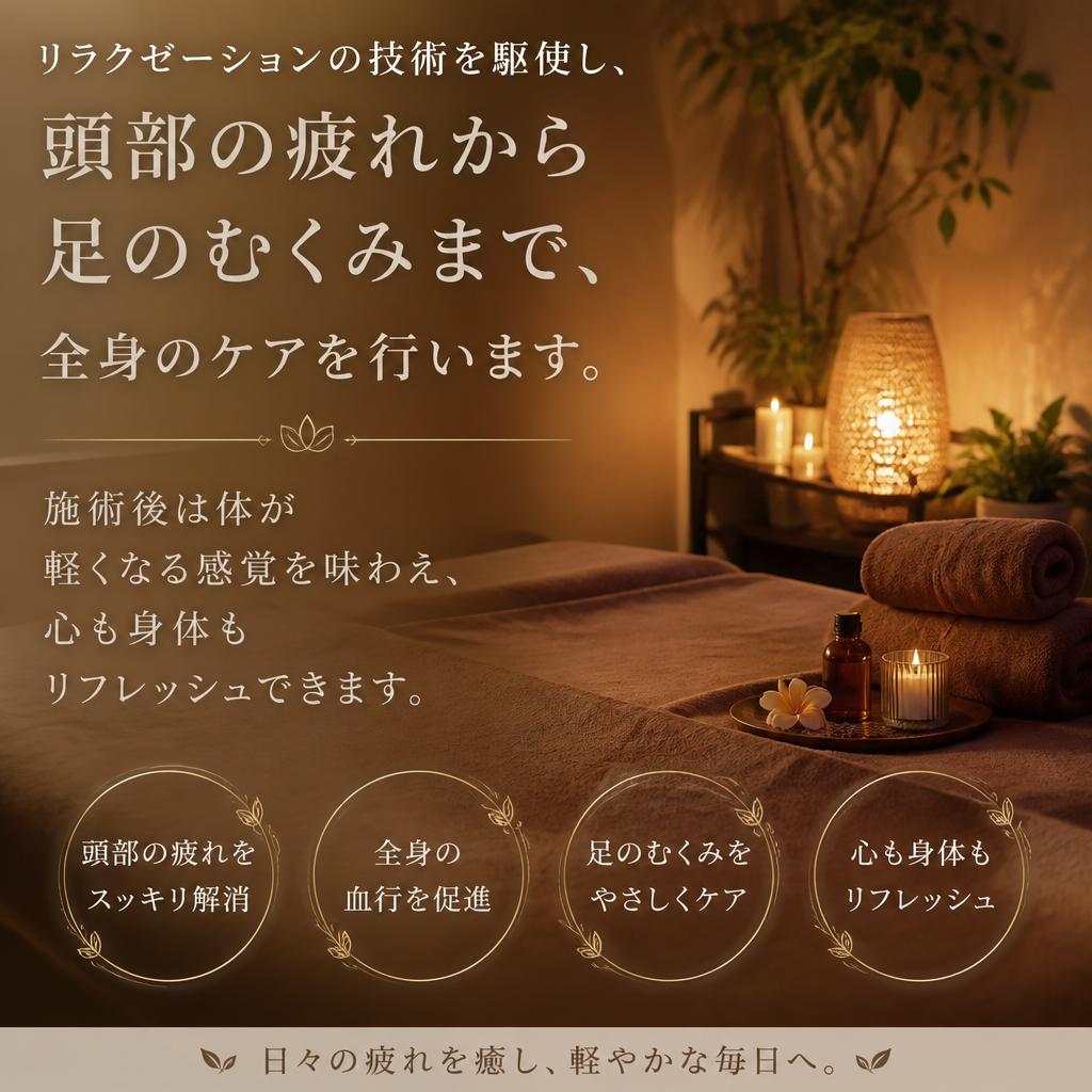 頭から足先まで、全身くまなくケア