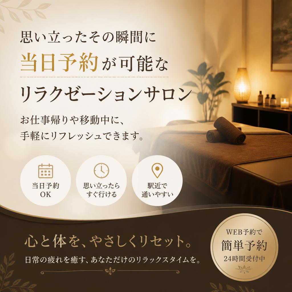 当日予約OK！手軽にリフレッシュ