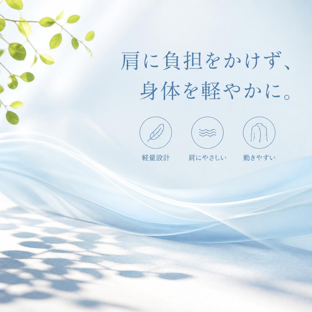 肩に負担をかけず、身体を軽やかに。