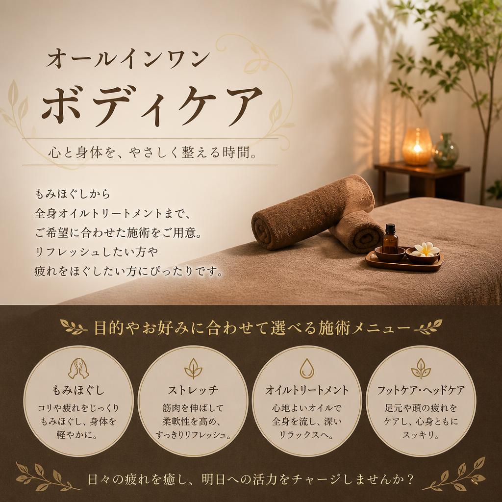 多彩なメニューで心と体をリフレッシュ！