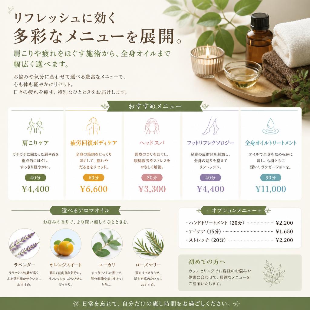 多彩なメニュープラン