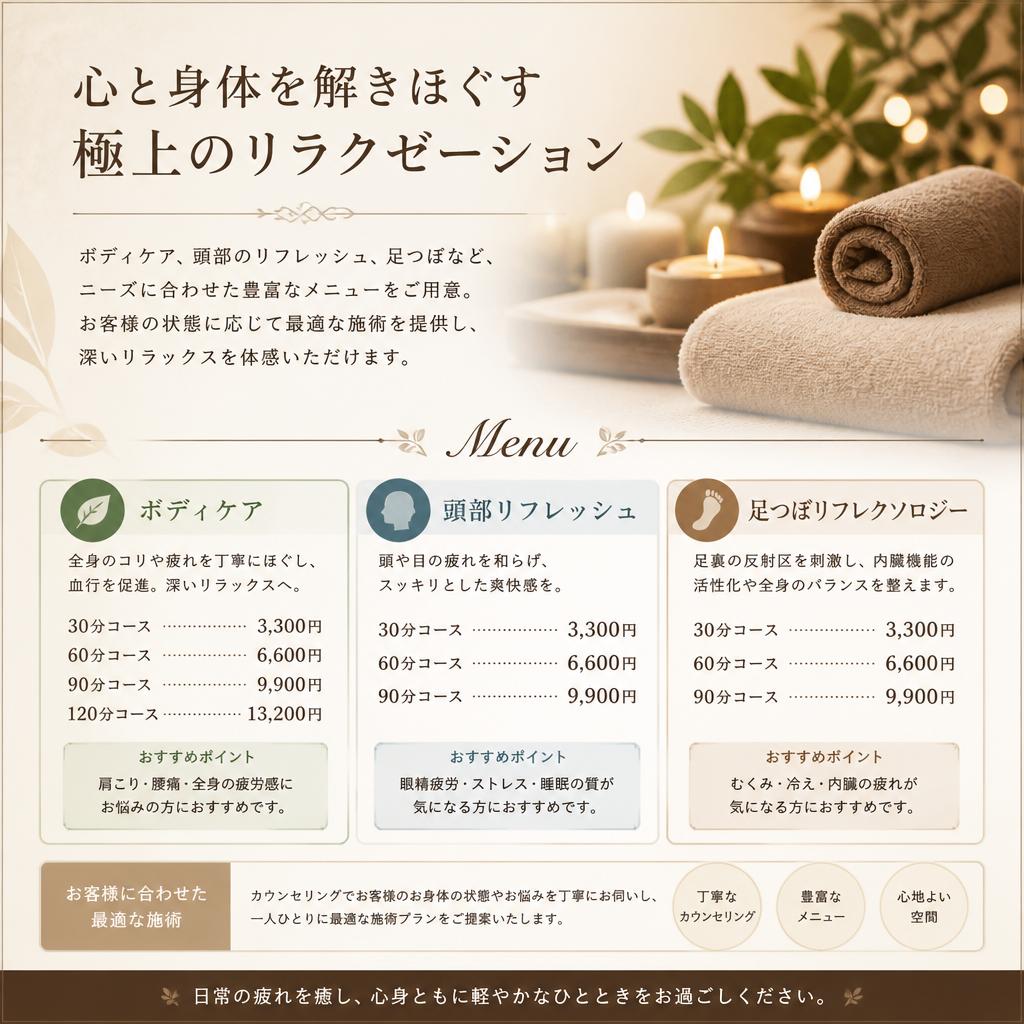 多彩な施術メニュー