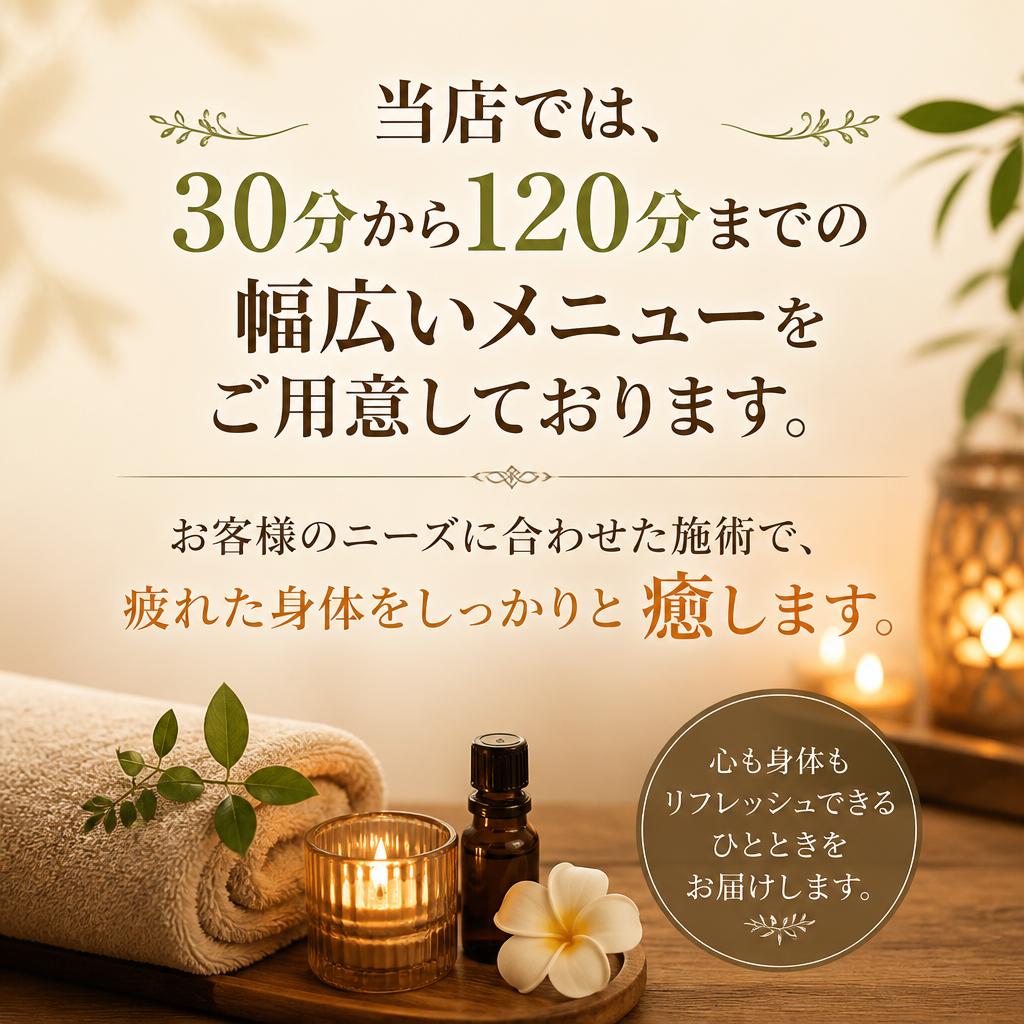 多彩なメニューであなたの肩こりにアプローチ