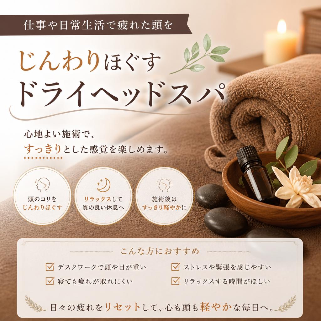 ドライヘッドスパで心もリフレッシュ
