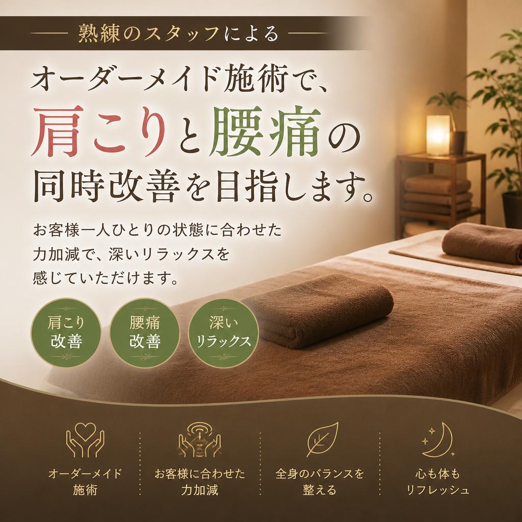 専門的な施術で肩こりと腰痛を同時に改善