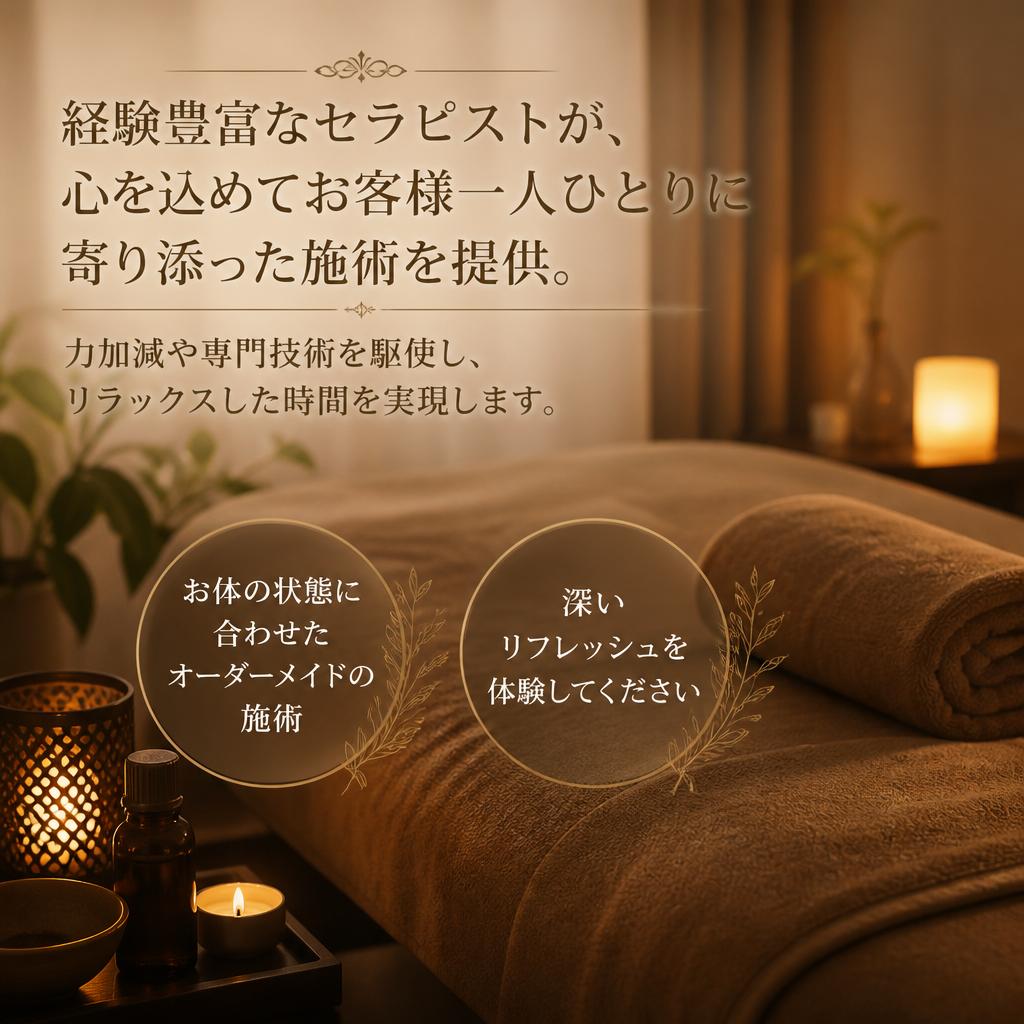 プロのセラピストによる丁寧なケア