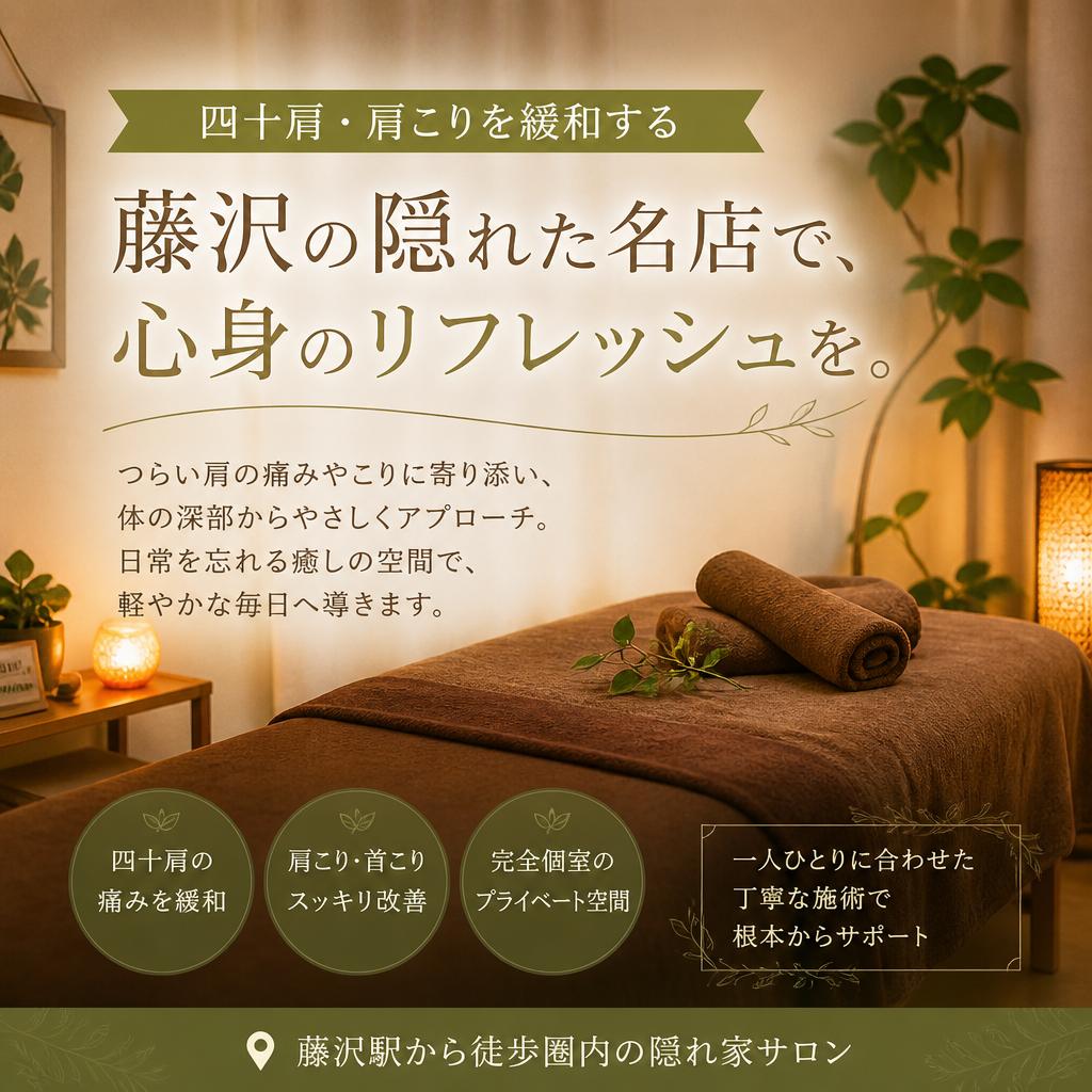 四十肩・肩こりを緩和する藤沢の隠れた名店で、心身のリフレッシュを。