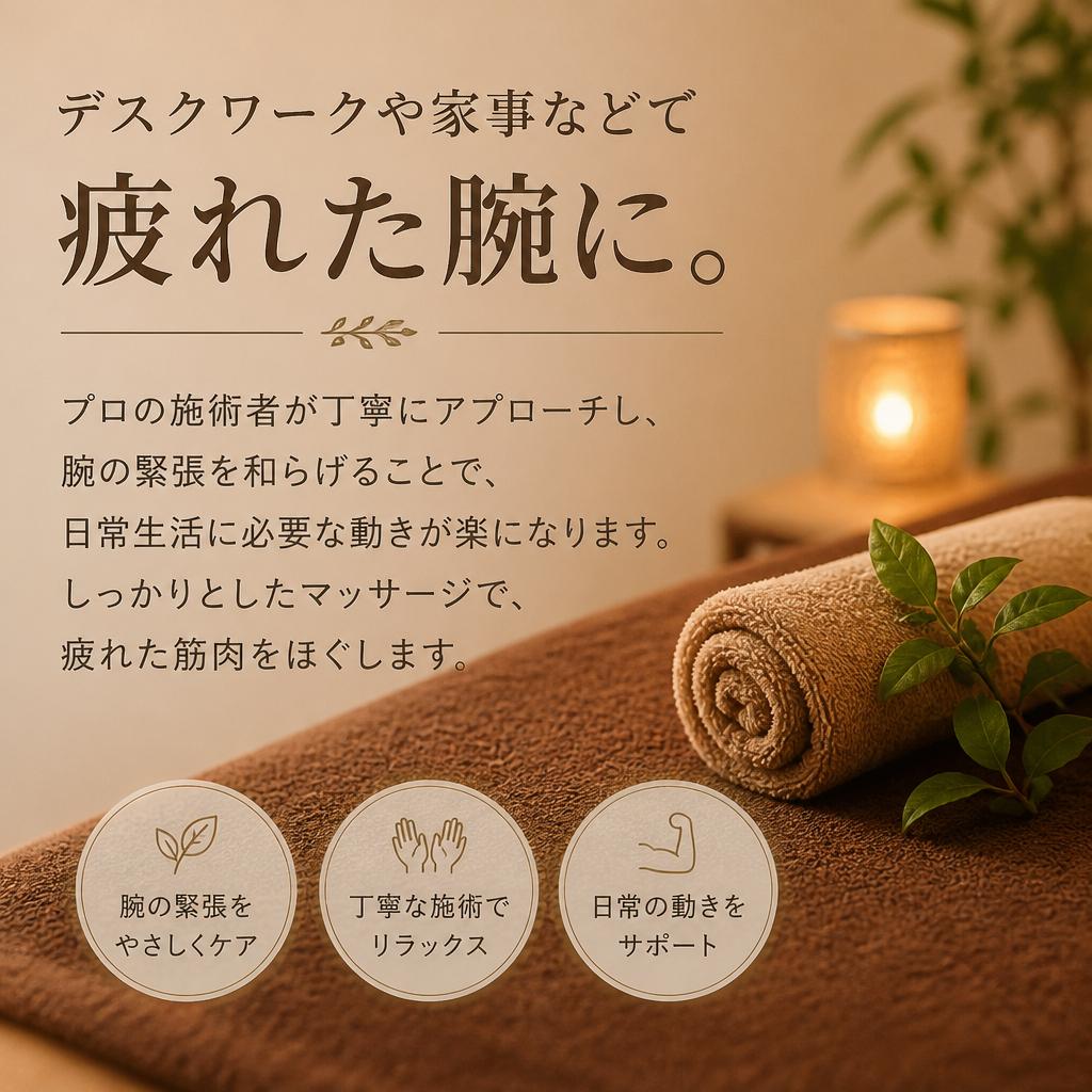 腕の疲れを解消する特別な施術