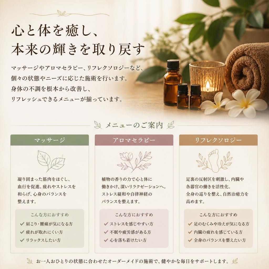 多彩なメニューであなたに合ったケア