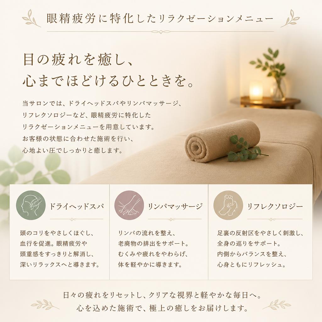 当サロンの施術メニュー